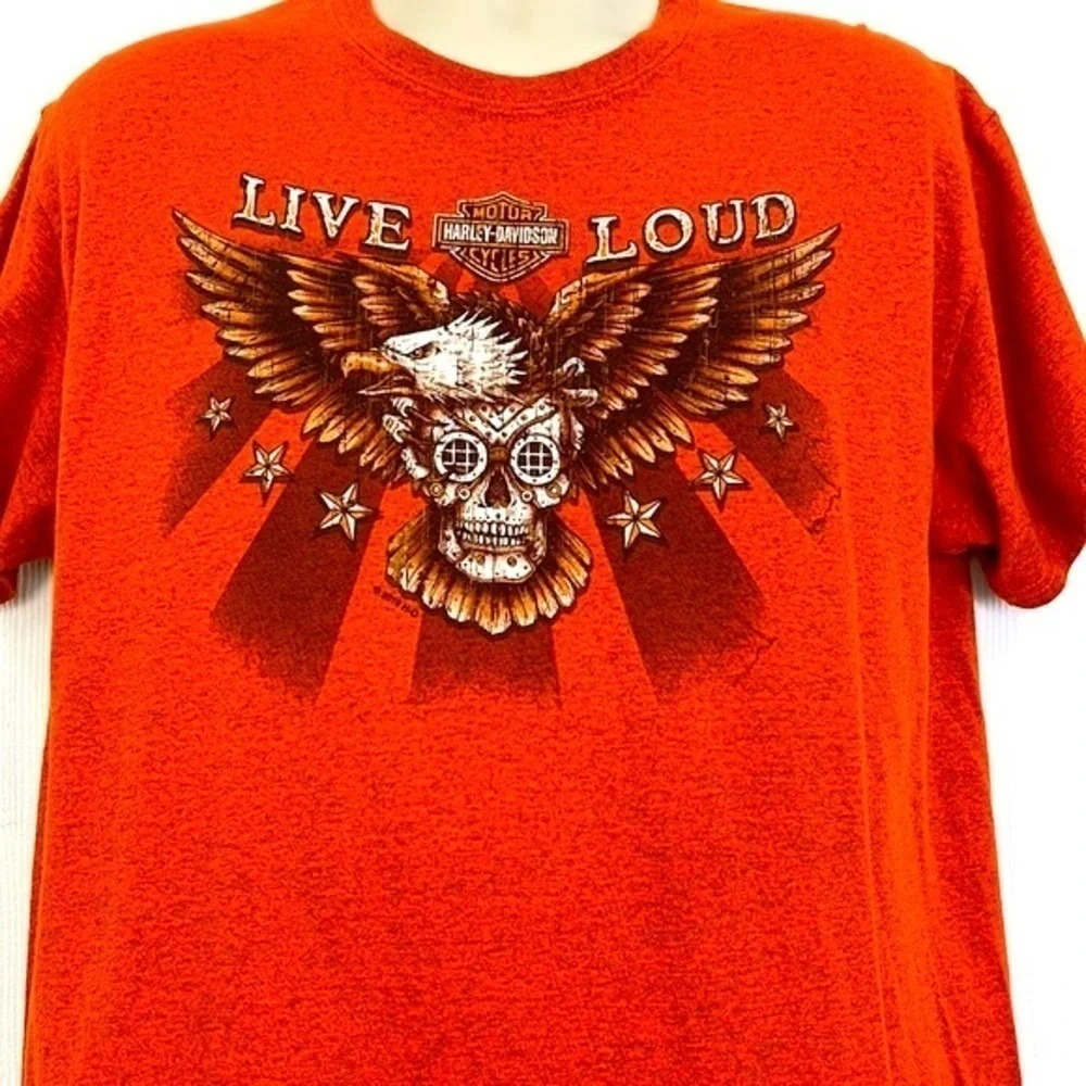Harley Davidson - 2016 40th Anniversary New Bern NC Bald Eagle Skull T Shirt L